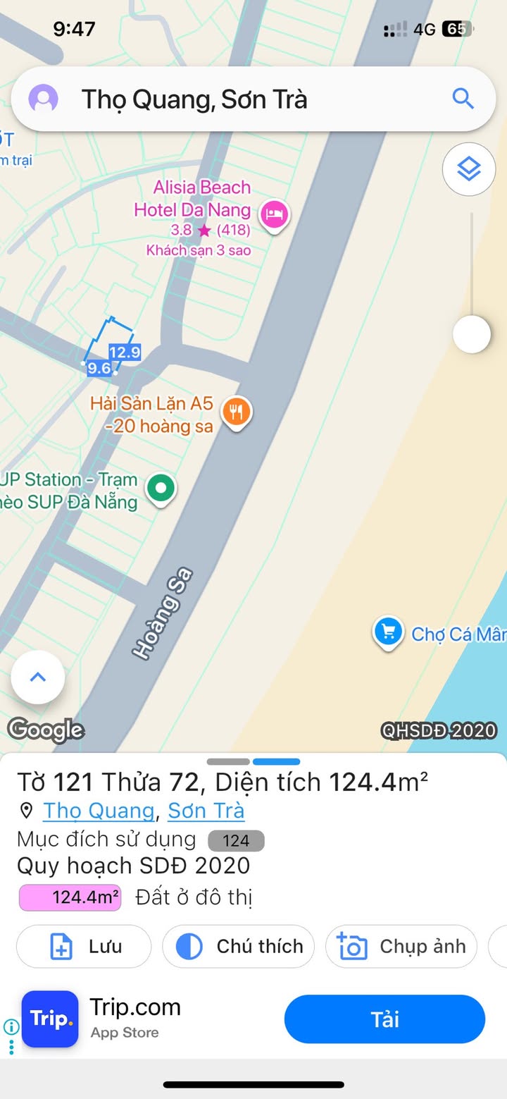 Bán đất Mân Thái Đà Nẵng 125m² giá 19 tỷ - 2 mặt tiền view biển tuyệt đẹp!