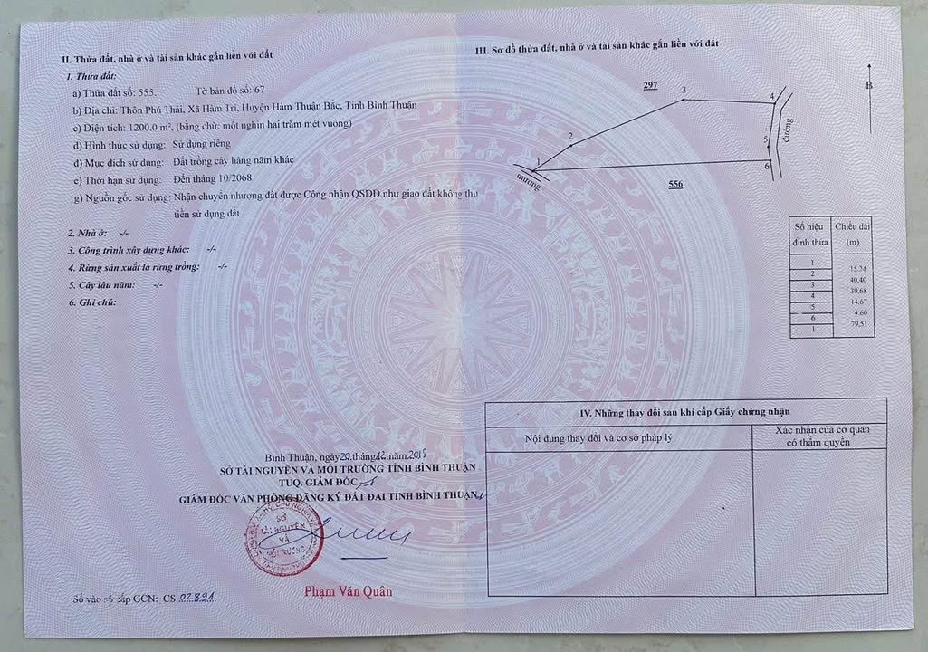 Đất cây trồng 1200m² xã Hàm Trí giá 135 triệu - Sổ đỏ chính chủ!