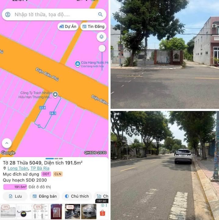 Lô biệt thự góc 2 mặt tiền Điện Biên Phủ, Phường Long Toàn 192m² giá 6.5 tỷ - Vị trí đắc địa kinh doanh!