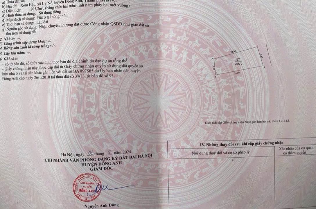 Đất nền trục chính Hậu Uy Nỗ Đông Anh 205m² - Đầu tư sinh lời với 10 phòng trọ cho thuê!