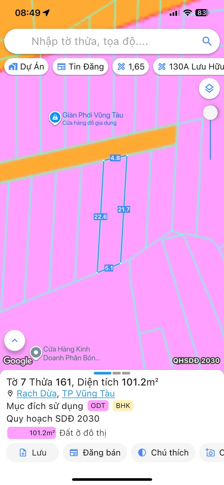 Đất hẻm 487 đường 30/4, phường Rạch Dừa, Vũng Tàu 100m² giá 4.399 tỷ - Đầu tư sinh lời tuyệt vời!