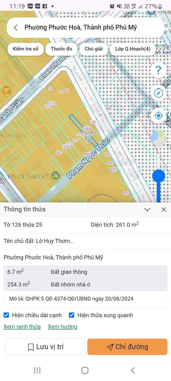 Đất thổ cư Phước Hòa, Phú Mỹ 260m² giá 2.3 tỷ - Cơ hội đầu tư tuyệt vời!