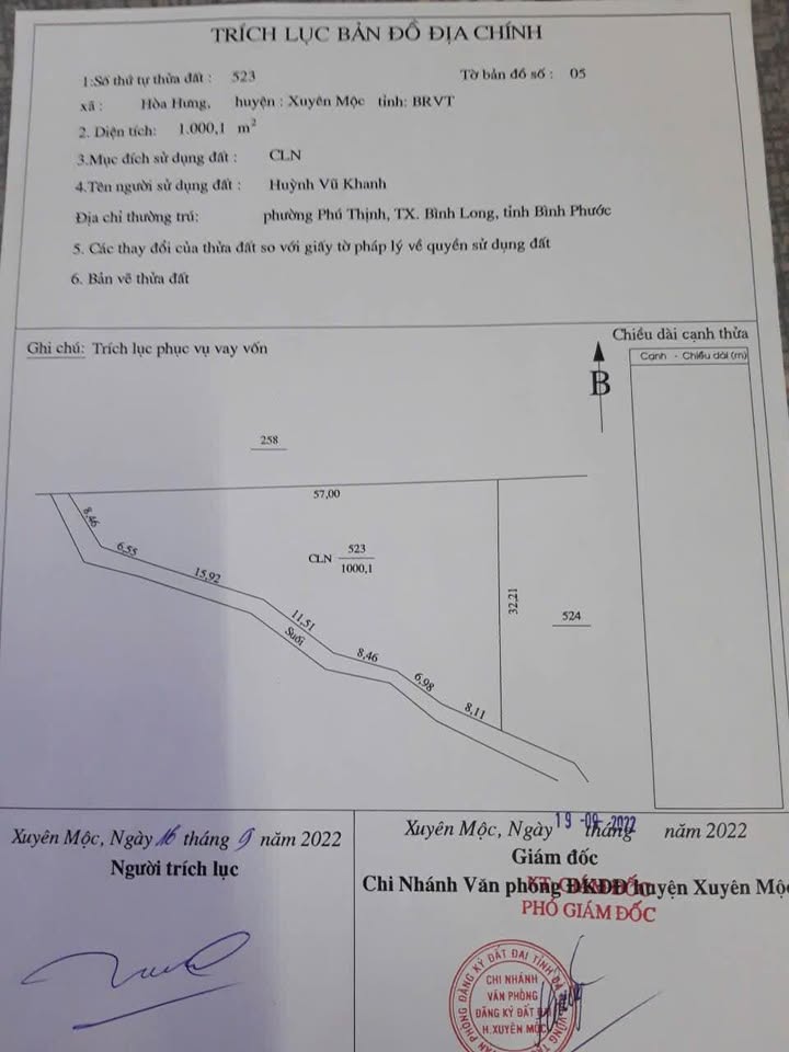 Đất nền Hòa Hưng Xuyên Mộc 3600m² giá 950 triệu - Bán gấp chính chủ!