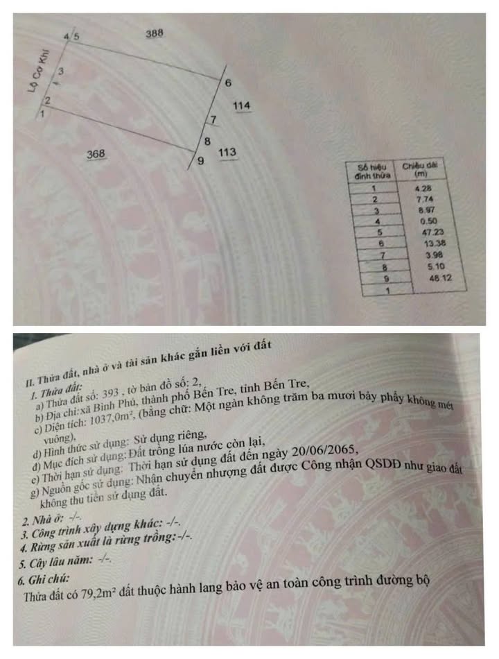 Đất mặt tiền lộ nhựa Cơ Khí, Xã Bình Phú, 1037m² giá 2 tỷ - Cơ hội đầu tư lý tưởng!