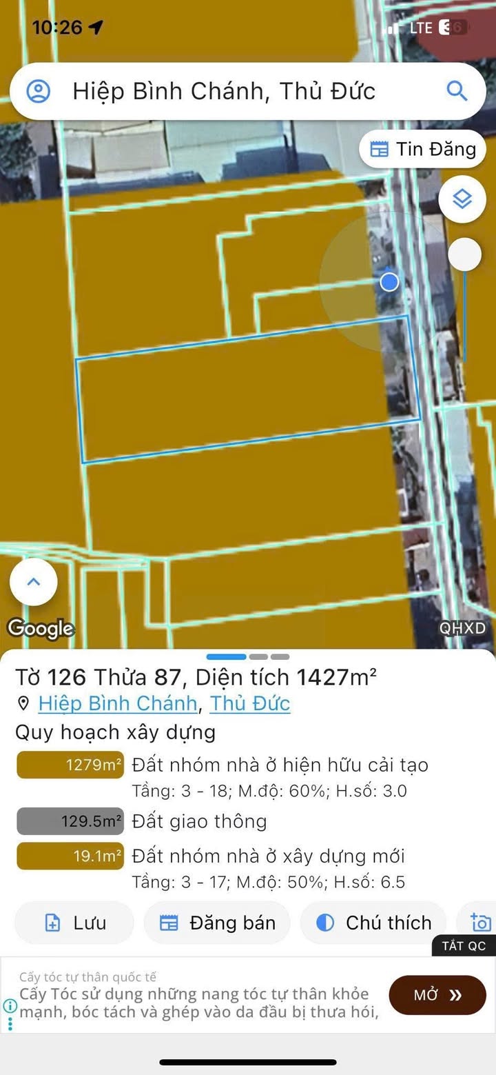 Đất nền Hiệp Bình Chánh 1416m² giá 40 tỷ - Khu dân cư sầm uất gần Gigamall!