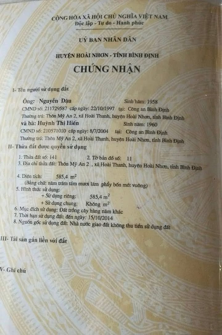 Đất nền Hoài Nhơn 540m² giá 200 triệu - Vị trí đẹp, đầu tư sinh lời!