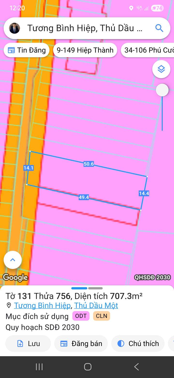 Đất nền Tương Bình Hiệp 707m² giá chỉ 5.5 tỷ - Pháp lý rõ ràng, cơ hội đầu tư hấp dẫn!