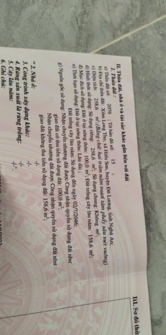 Đất nền Đô Lương 258m² giá chỉ 9xx triệu - Cơ hội đầu tư vàng!