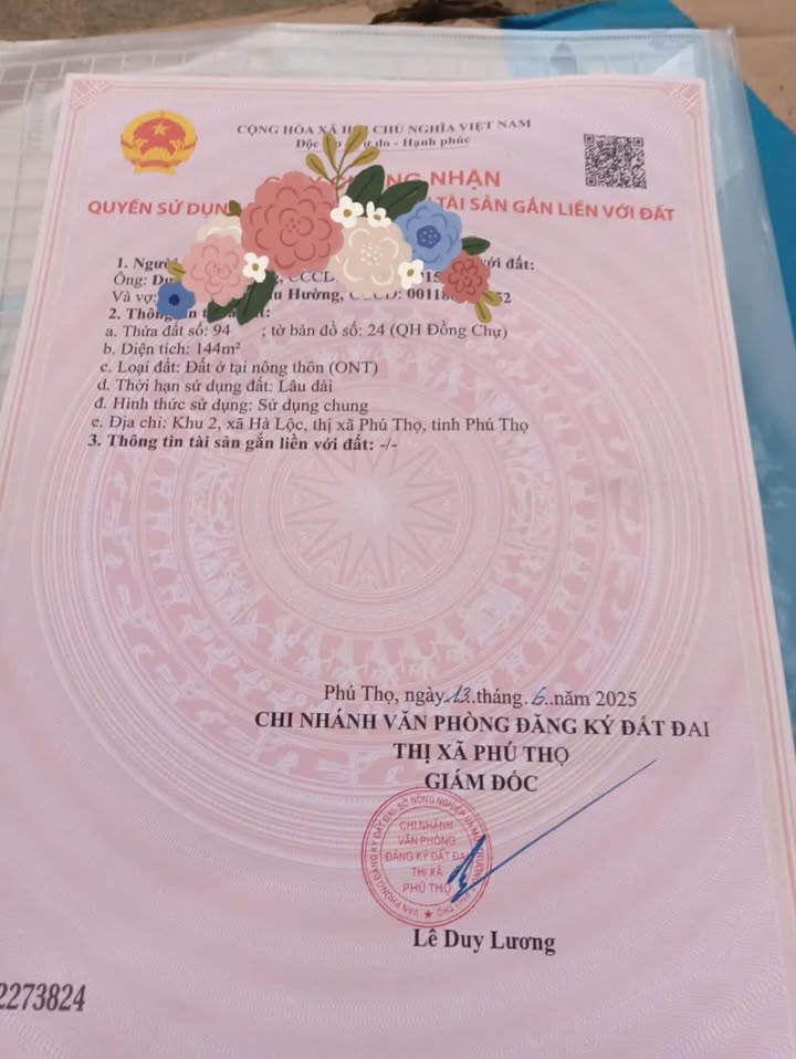 Đất nền 144m² tại Khu Đồng Trự, Phú Thọ - Giá chỉ 2 tỷ!