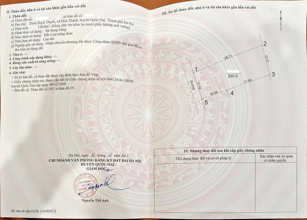 Lô đất Hòa Thạch 330m² giá thỏa thuận - Đầu tư sinh lời tốt!