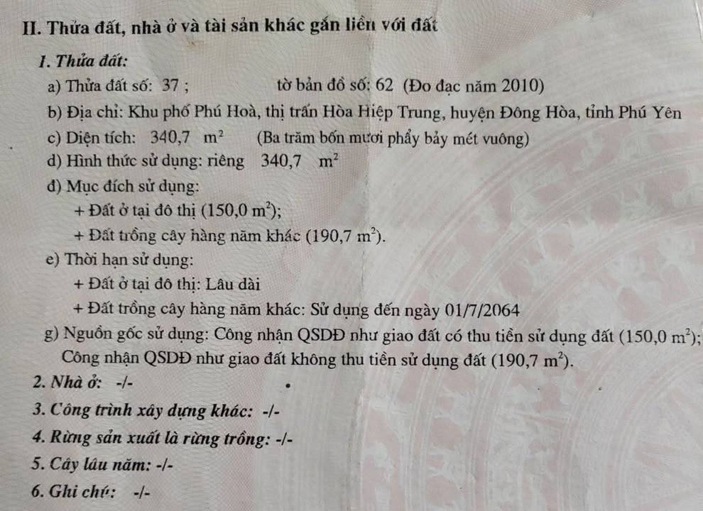 Đất nền Đông Hòa - Phú Yên 340m² giá 1.595 tỷ - Đường ô tô vào tận nơi!