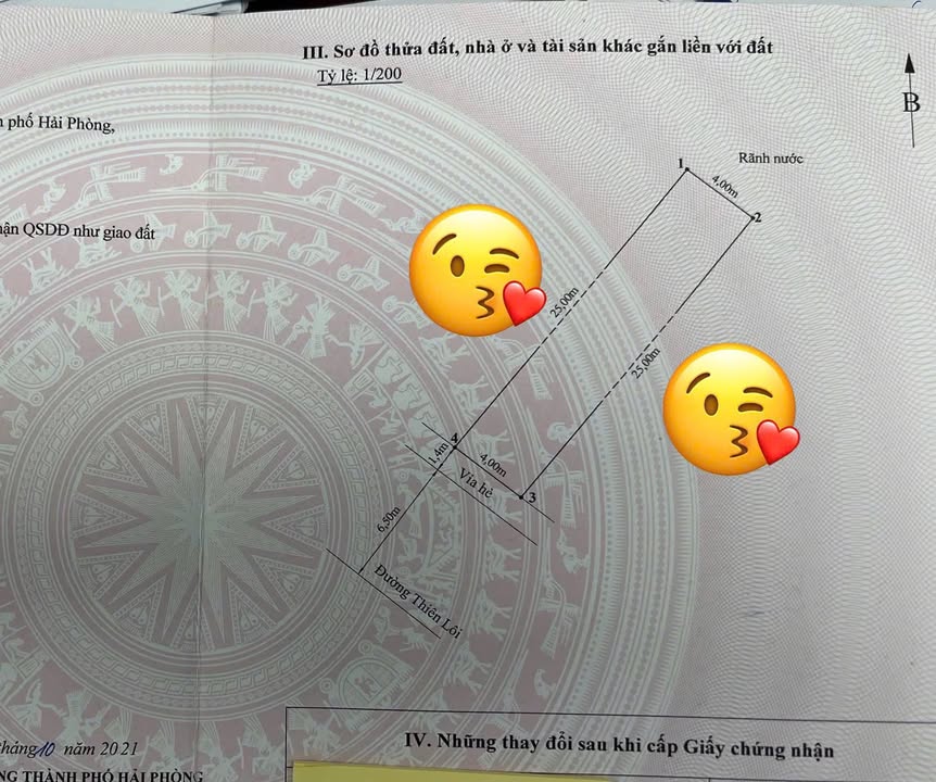 Bán đất chính chủ mặt đường Thiên Lôi, Hải Phòng 100m² giá 9.8 tỷ - Vị trí đắc địa gần Aeon Mall!