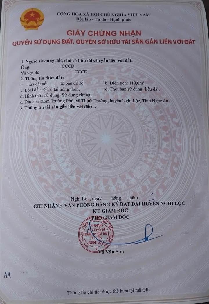 Đất Xóm Trường Phú, Thịnh Trường 110m² giá 1.1 tỷ - Tiềm năng tăng giá cao!