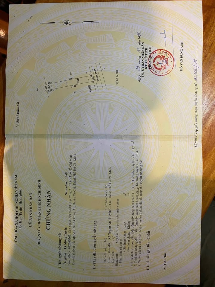 Đất thổ cư Trung An, Củ Chi 125m² giá 1.3 tỷ - Sổ đỏ chính chủ, thương lượng ngay!