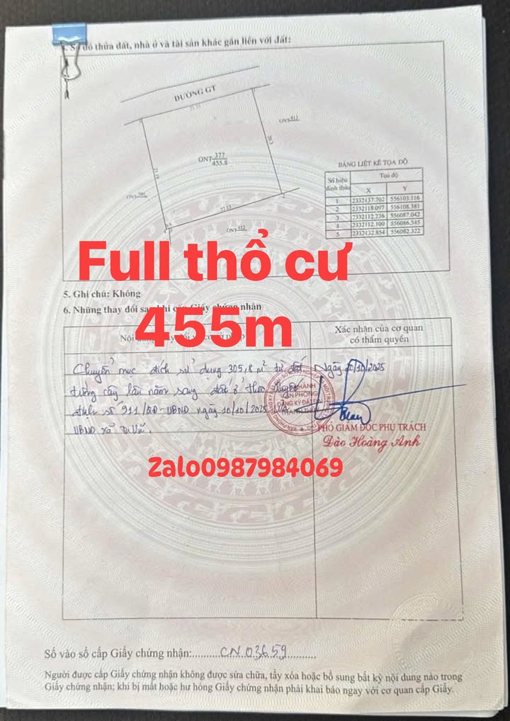 Đất thổ cư 455m² xã Đồng Trung, Thanh Thủy chỉ 2 tỷ - Sổ đỏ chính chủ!