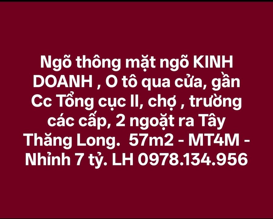 Đất mặt ngõ Kinh Doanh Thụy Phương 57m² giá 7.239 tỷ - Cơ hội đầu tư tuyệt vời!