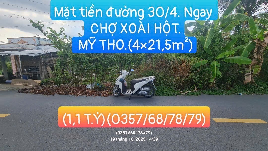 Đất mặt tiền đường 30/4, Mỹ Tho 86m² giá 1.1 tỷ - Pháp lý rõ ràng, cơ hội đầu tư tuyệt vời!