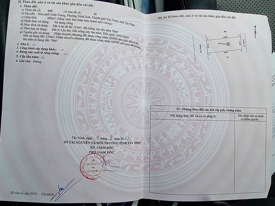 Đất nền thổ cư 280m² hẻm Bời Lời - Ninh Sơn, Tây Ninh - Giá 2.8 tỷ, oto vào tận nơi!