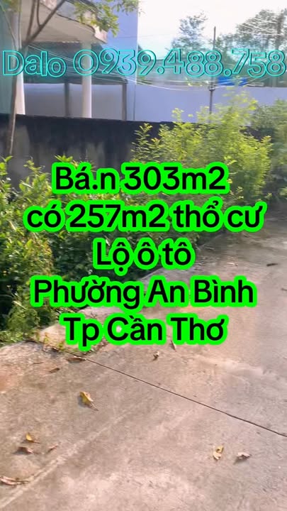 Đất nền 303m² tại phường An Bình, Cần Thơ - Thỏa thuận giá hấp dẫn!