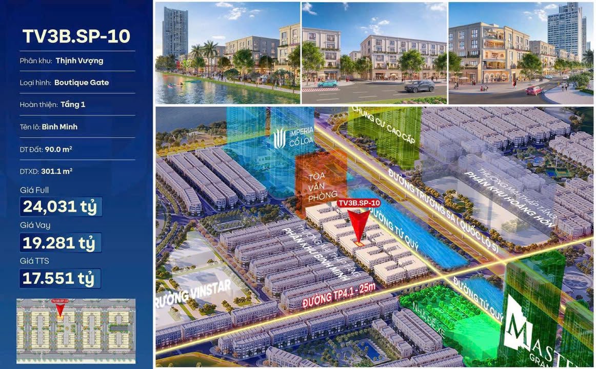 Shophouse Vinhomes Global Gate Đông Anh 90m² giá 16.876 tỷ - Cơ hội đầu tư sinh lời lớn!