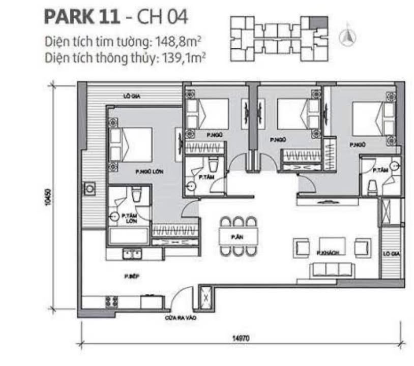 Căn hộ 4 phòng ngủ Park 11 Times City 149m² giá thỏa thuận - View nhạc nước tuyệt đẹp!