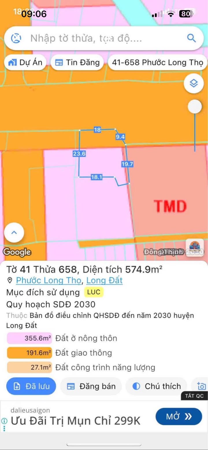 Đất nền 1436m² xã Phước Long Thọ giá 6.5 tỷ - Cơ hội đầu tư tuyệt vời!