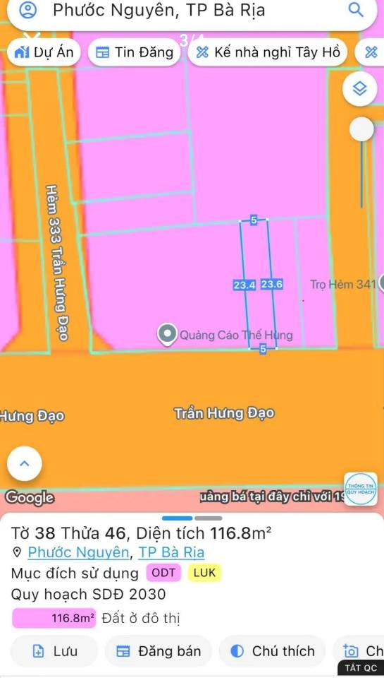 Đất mặt tiền đường Trần Hưng Đạo, Bà Rịa 116m² - Kinh doanh đắc địa!