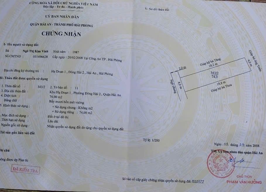 Đất nền Đông Hải 2 Hải Phòng 74m² giá chỉ 1.739 tỷ - Cơ hội đầu tư hiếm có!