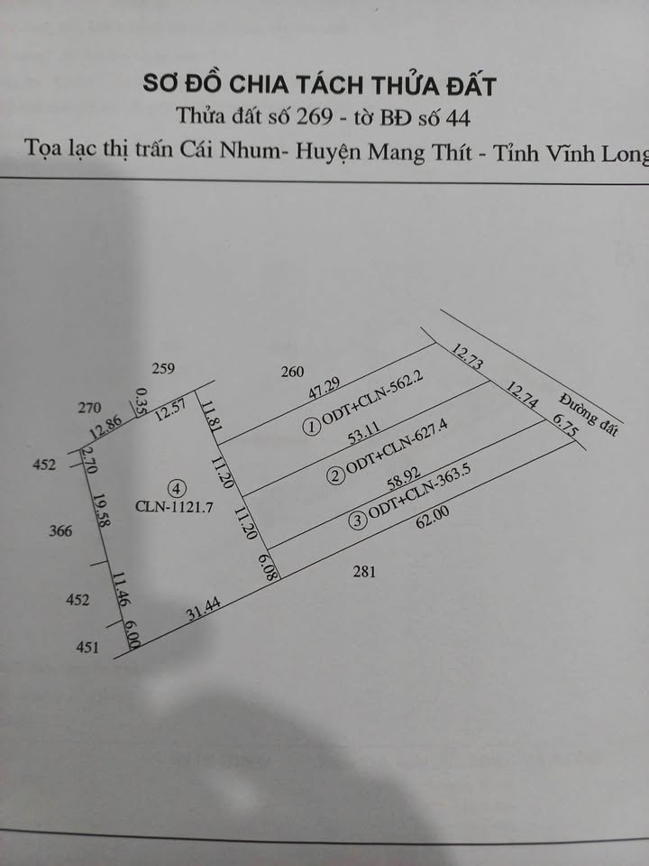 Đất nền 2.6 công tại thị trấn Cái Nhum, Vĩnh Long - Sổ đỏ chính chủ, giá tốt!