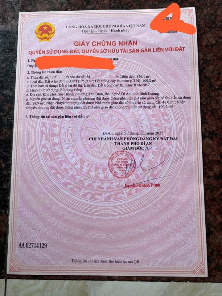 Đất nền Dĩ An 176m² giá 3.5 tỷ - Vị trí đẹp thuận lợi kinh doanh!