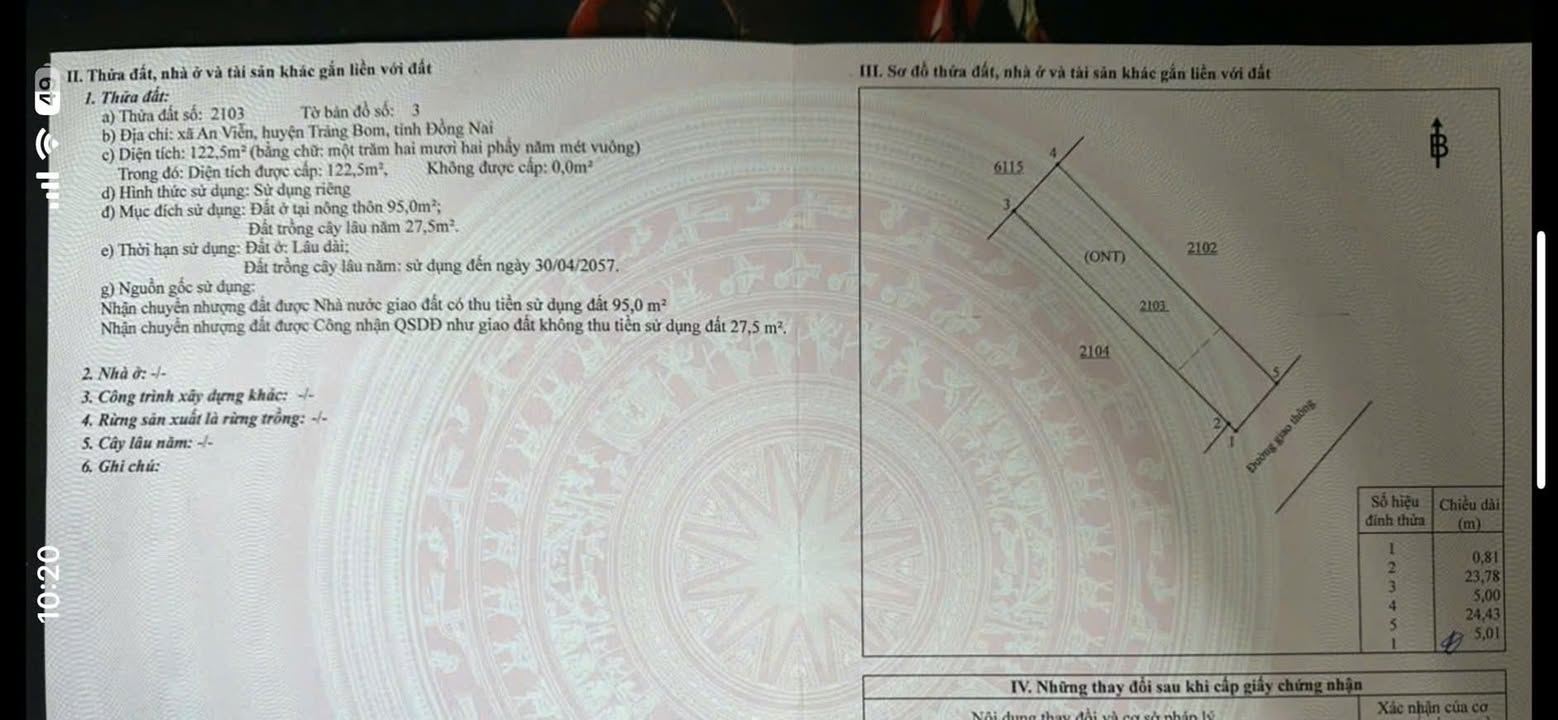 Đất nền An Viễn, Trảng Bom 122,5m² giá 1 tỷ - Đầu tư sinh lời cao!