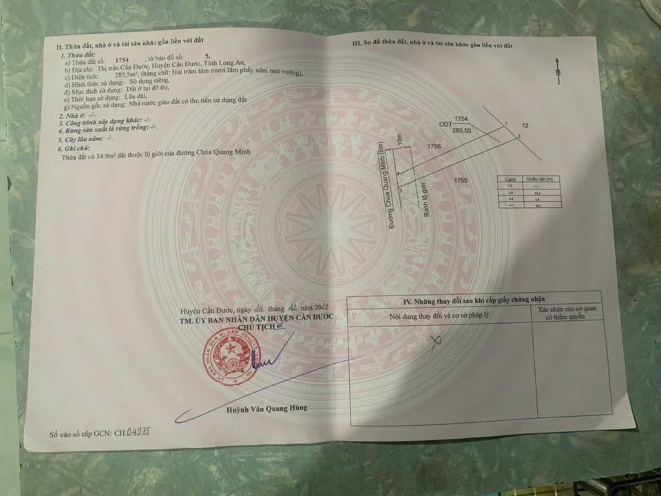 Đất mặt tiền Trương Văn Bang, Cần Đước 285m² giá 3.42 tỷ - Phong thủy tốt, đầu tư sinh lời!