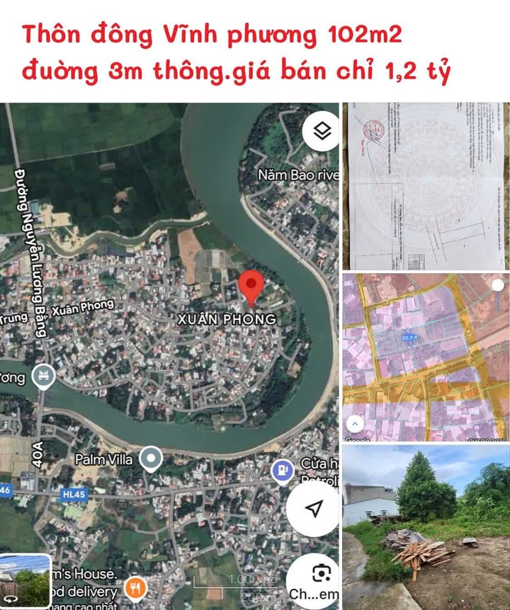 Đất thổ cư thôn Đông Vĩnh Phương 102m² giá chỉ 1.2 tỷ - Cơ hội đầu tư hấp dẫn!