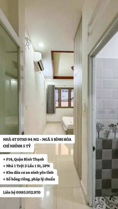 Nhà 4 tầng tại Ngã 5 Bình Hòa, 94m² chỉ 5 tỷ - Sổ hồng riêng, an ninh tuyệt đối!