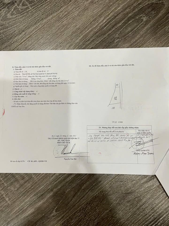 Lô đất 714m² tại thôn Mồ Đồi, Vân Hòa - Cơ hội đầu tư tuyệt vời!