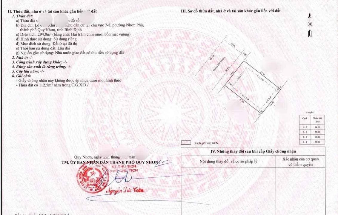 Biệt thự Nhơn Phú Quy Nhơn 294m² giá 5.8 tỷ - Mặt tiền đẹp, thương lượng!