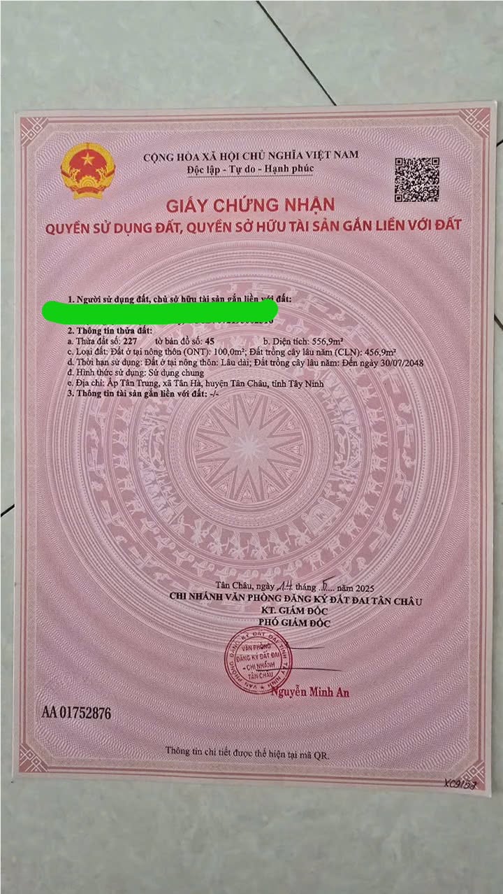 Đất nền Tân Hà Tân Châu 550m² giá thỏa thuận - Nhà cấp 4 ở ngay!