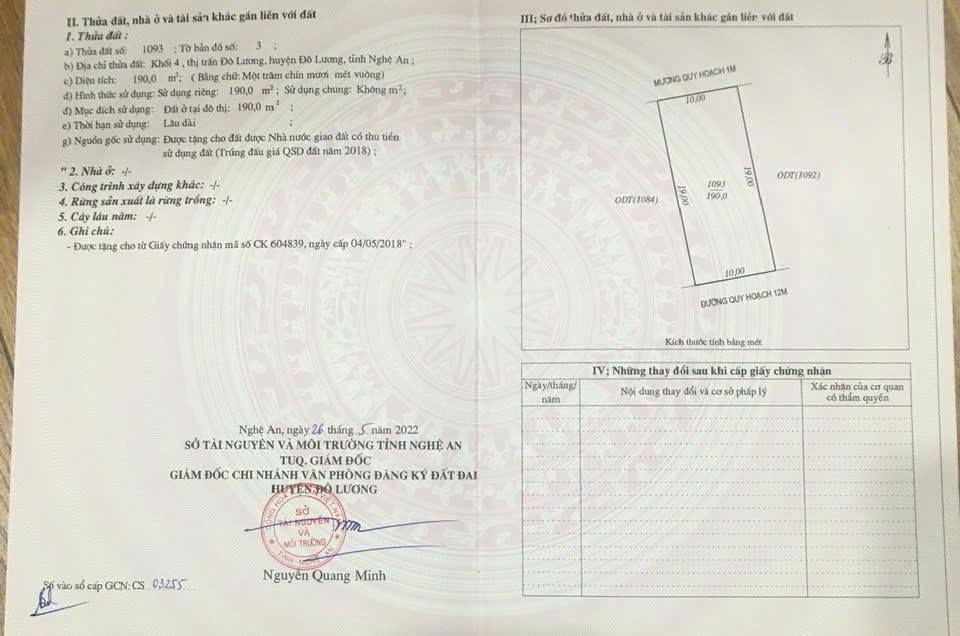 Đất nền liền kề Vườn Xanh 2 Đô Lương 190m² giá 2.9 tỷ - Cơ hội đầu tư hấp dẫn!