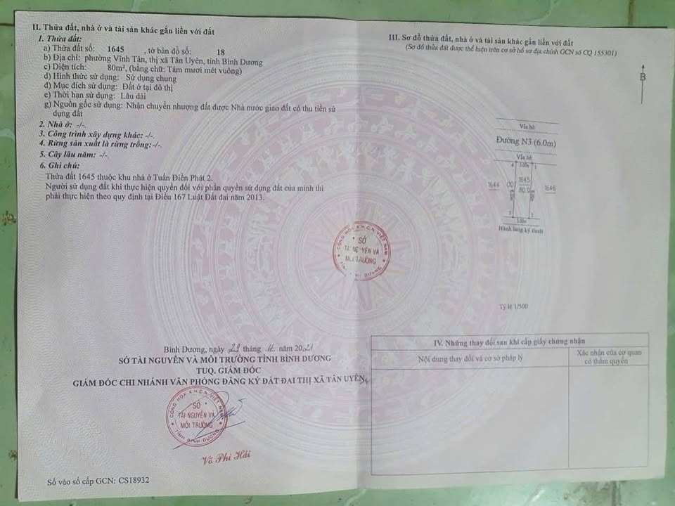 Đất nền Vĩnh Tân Tân Uyên 80m² giá 1.09 tỷ - Sổ hồng chính chủ