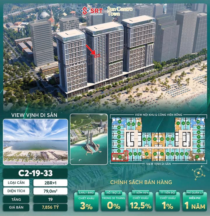 Căn hộ 2PN Sun Centro Town Hạ Long 79m² - Đầu tư sinh lời, view biển tuyệt đẹp!