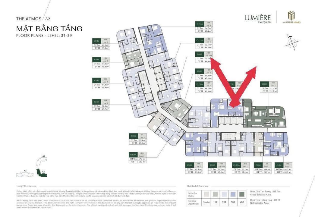 Căn hộ 3PN Lumier Evergreen Tây Mỗ 93m² giá 10 tỷ - Hướng mát, view bể bơi