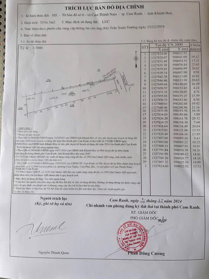 Bán đất sào Cam Thành Nam, Cam Ranh 5377m² - Giá 2.5 tỷ thương lượng chính chủ!