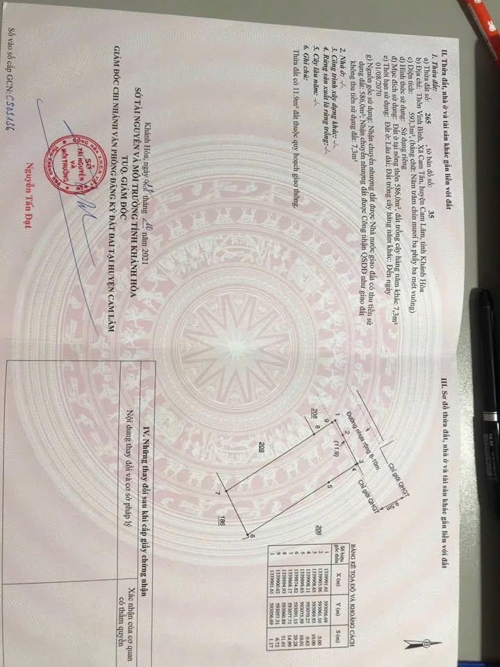 Bán đất thổ cư 593,3m² đường nhựa 10m Vĩnh Bình - Đầu tư tiềm năng