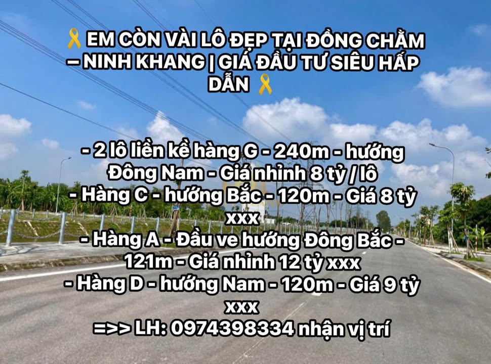 Đất nền Ninh Khang, Hoa Lư 240m² giá 8 tỷ - Đầu tư siêu lợi nhuận!