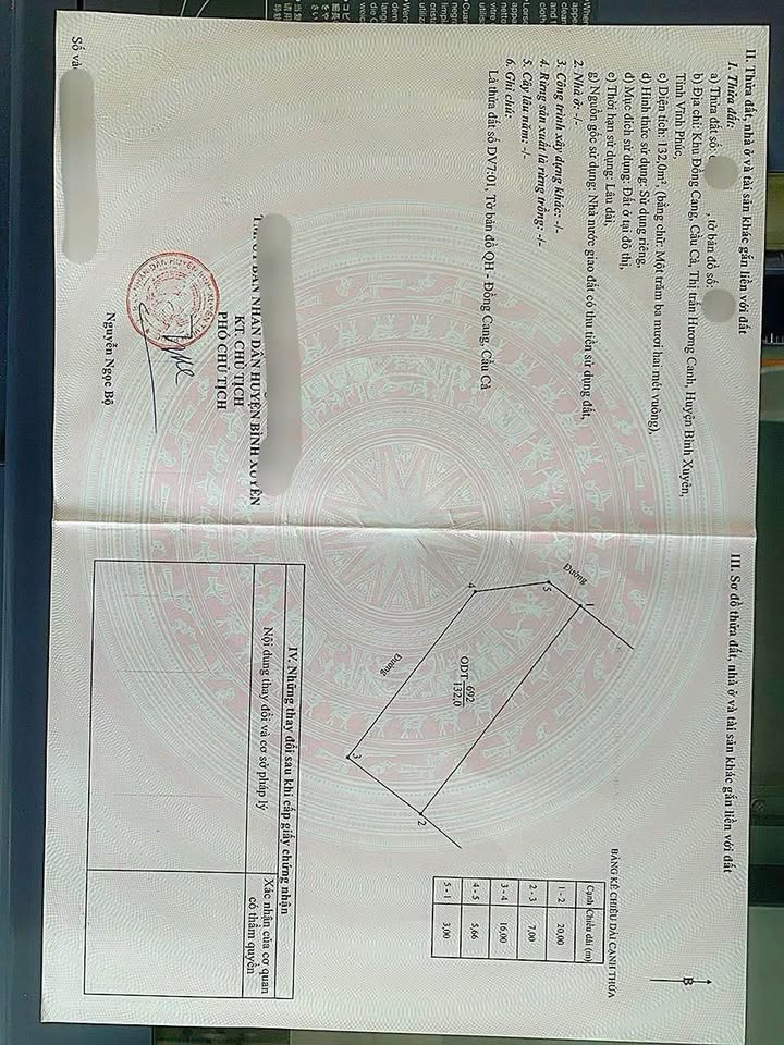 Đất nền 132m² Hương Canh, Bình Xuyên - Tiềm năng tăng giá cực lớn!