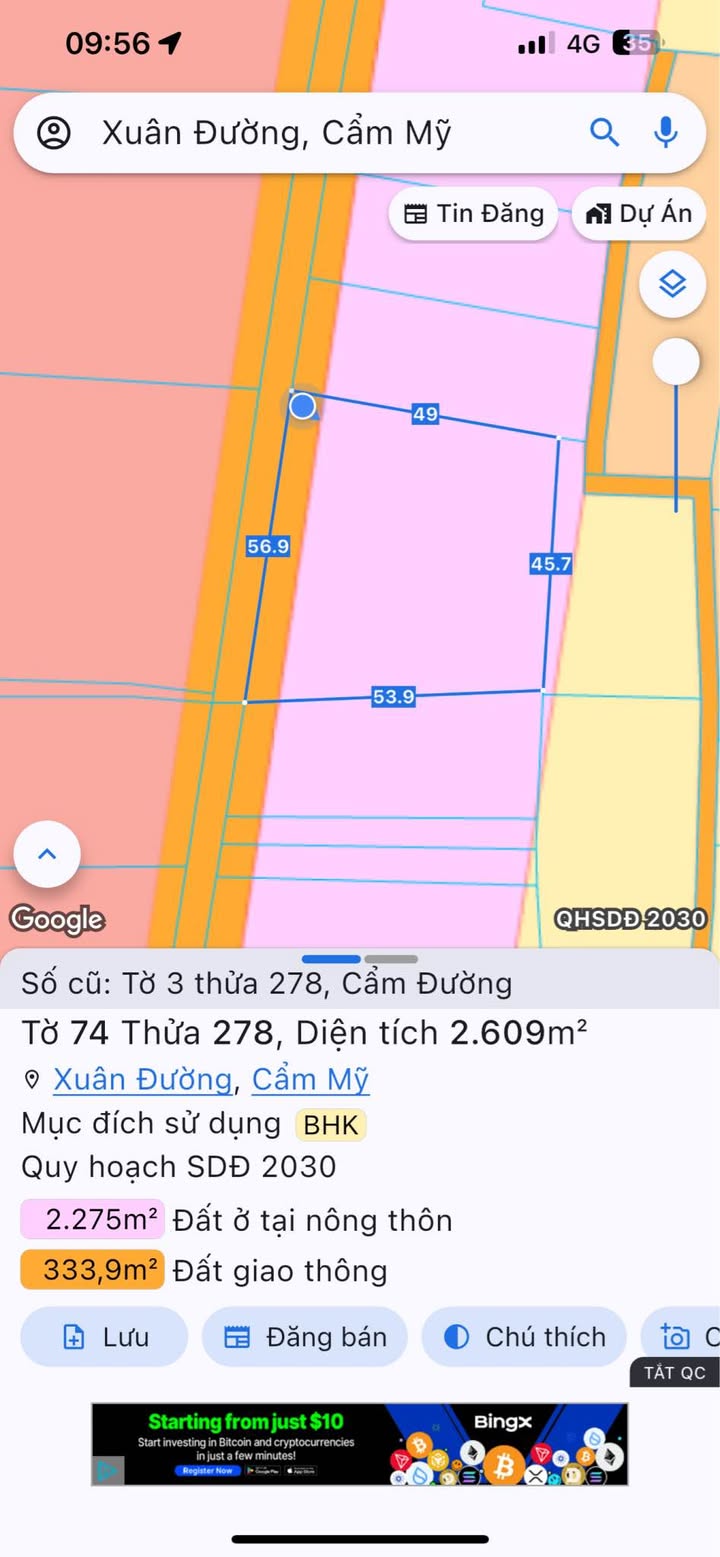 Đất nền Cẩm Đường - Xuân Đường 2609m² giá 7.827 tỷ - Cơ hội đầu tư vàng!