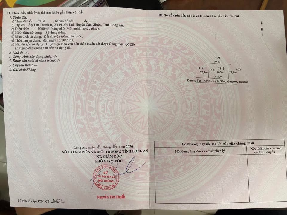 Đất nền 1000m² xã Phước Lại, Cần Giuộc - Đầu tư sinh lời ngay!