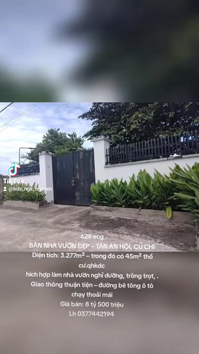 Bán nhà vườn đẹp tại Tân An Hội, Củ Chi 3.277m² - Tiềm năng nghỉ dưỡng lý tưởng!