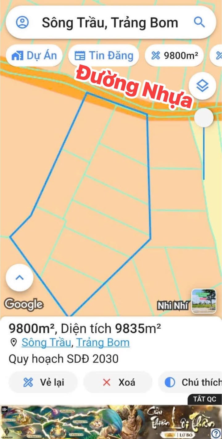 Đất mặt tiền Sông Trầu 9.800m² giá thương lượng - Cơ hội đầu tư tuyệt vời!