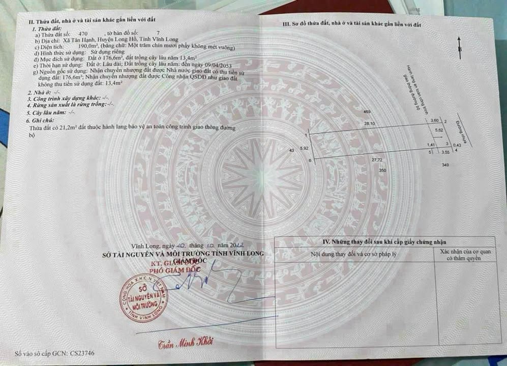 Đất nền Tân Hạnh Long Hồ 176m² giá 1.6 tỷ - Cơ hội đầu tư tuyệt vời!